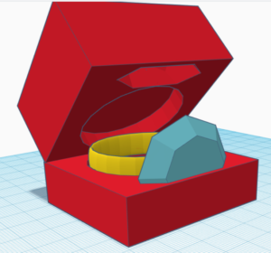 caja de anillo en programa de diseño 3d